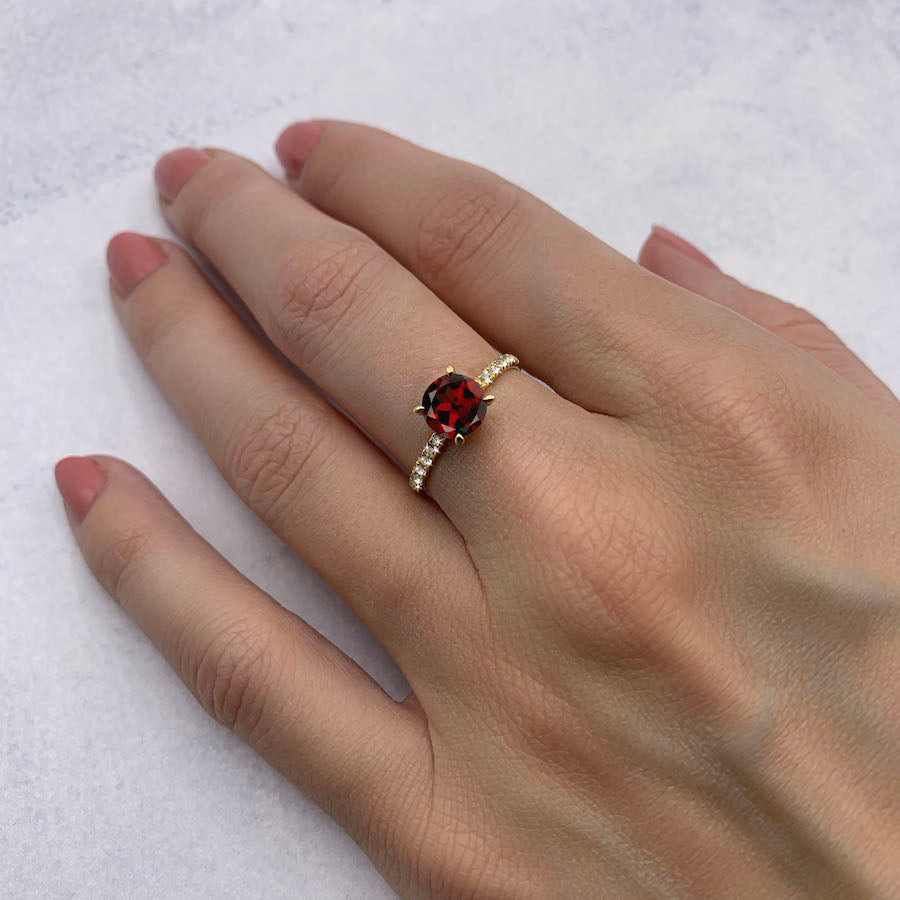 Forget Me Not Garnet Ring