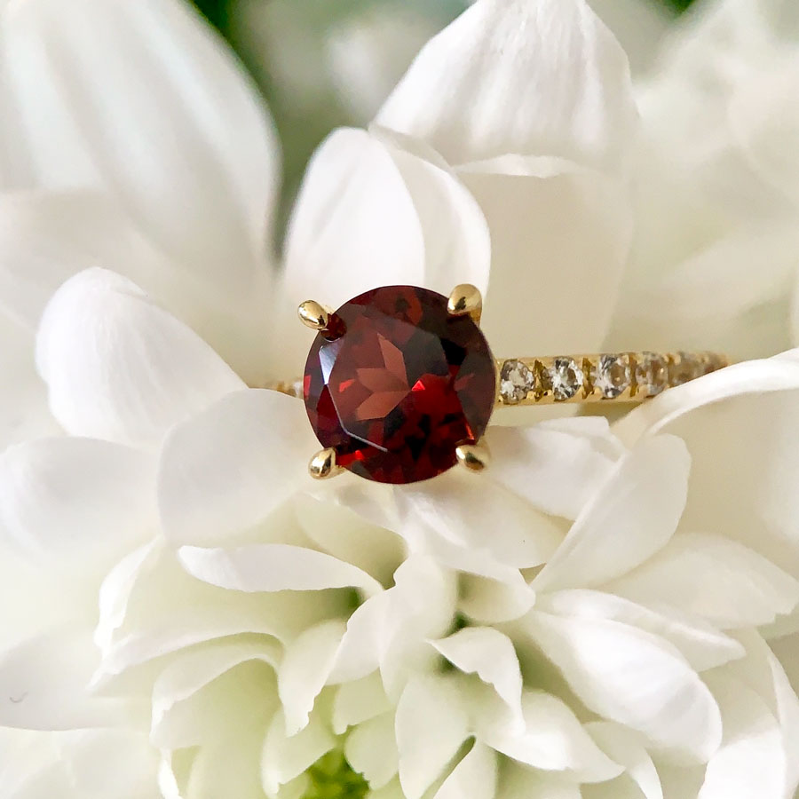 Forget Me Not Garnet Ring