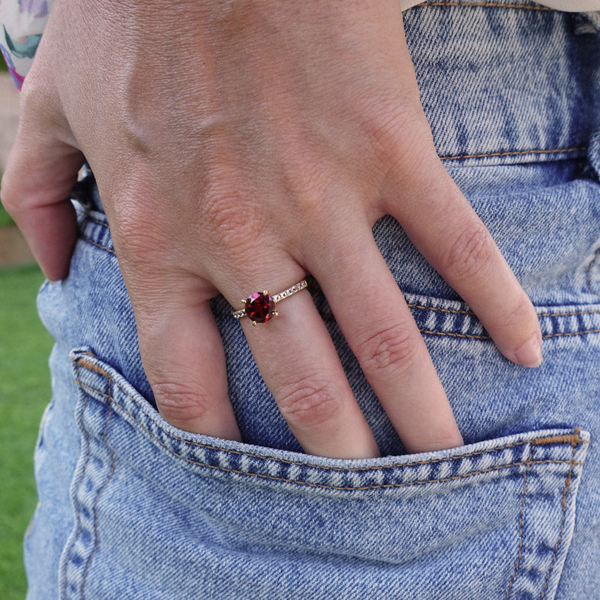 Forget Me Not Garnet Ring