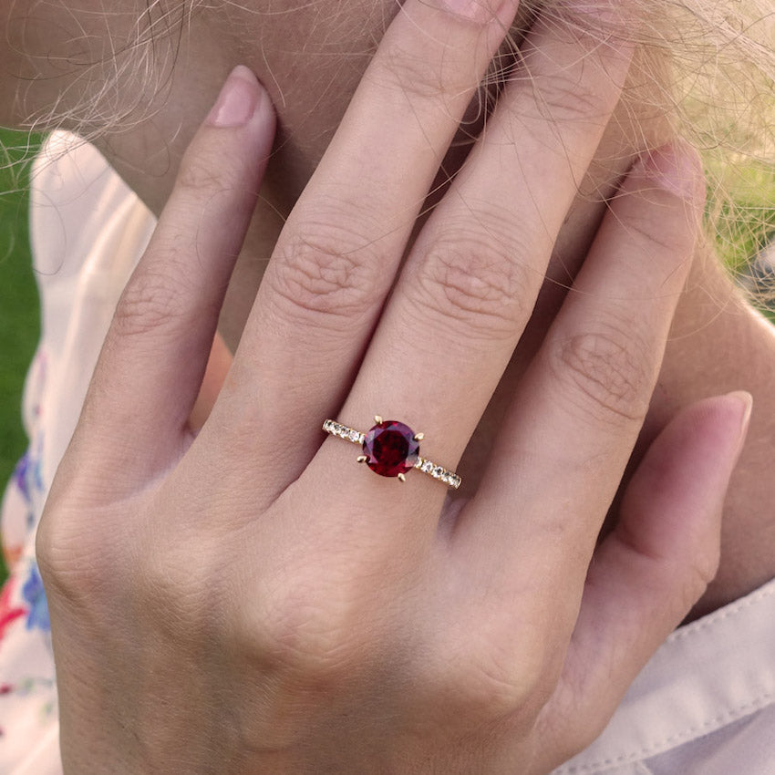 Forget Me Not Garnet Ring